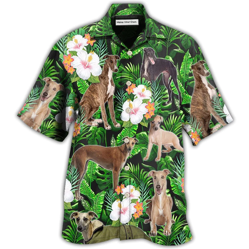 Greyhound Tropical Leaf Lover With Lovely Flower - Hawaiian Shirt
