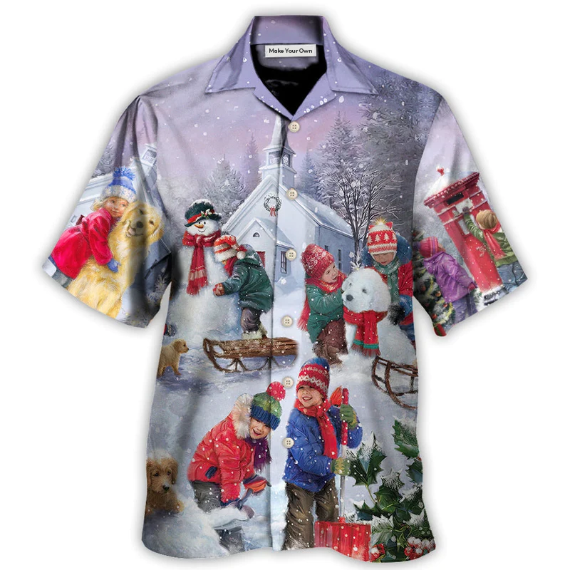 Christmas Children Love Christmas Chilling With Homie Art Style - Hawaiian Shirt