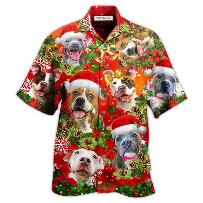 Pitbull Christmas Dogs Are Family - Hawaiian Shirt