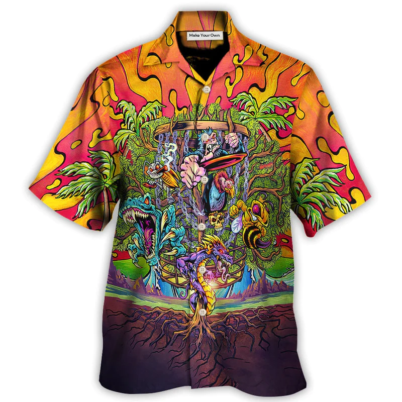 Disc Golf Ball Games Tree Tropical Island Paradise - Hawaiian Shirt