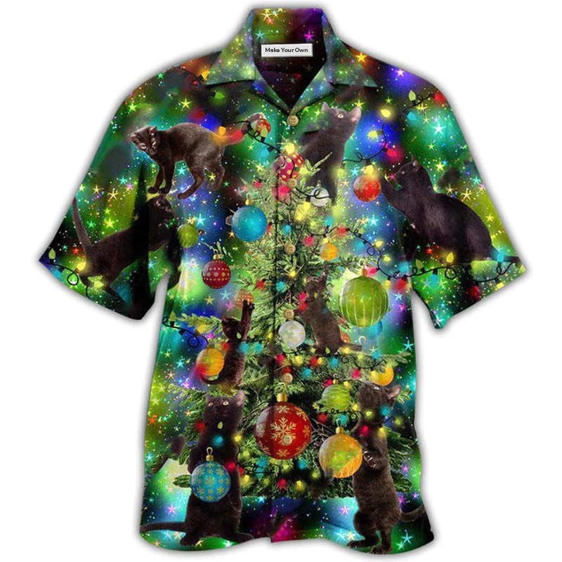 Christmas Black Cat Christmas Let's Get It - Hawaiian Shirt