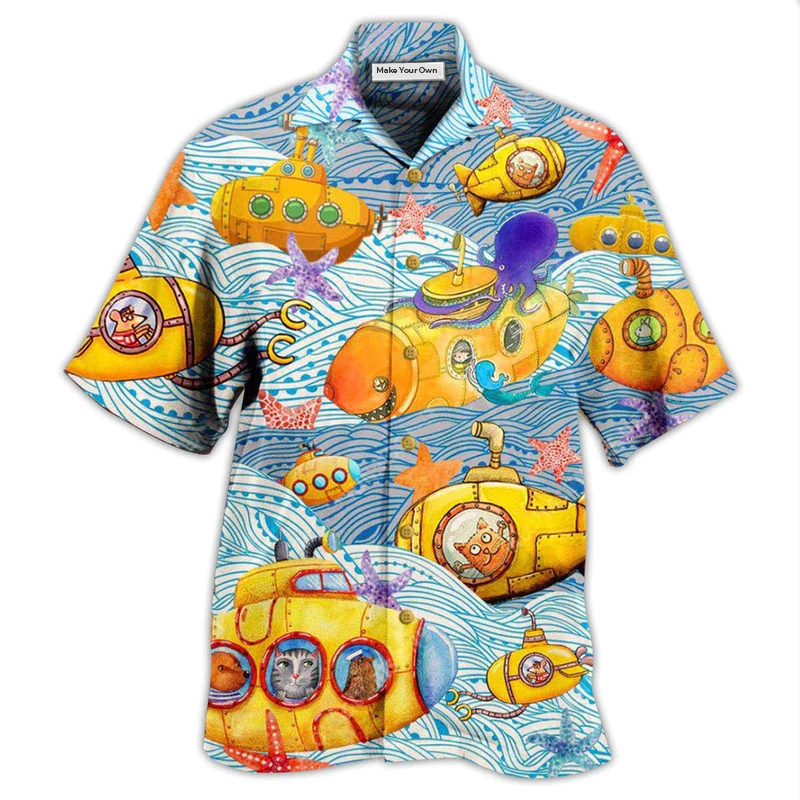 Diving Submarines Into The Ocean - Hawaiian Shirt