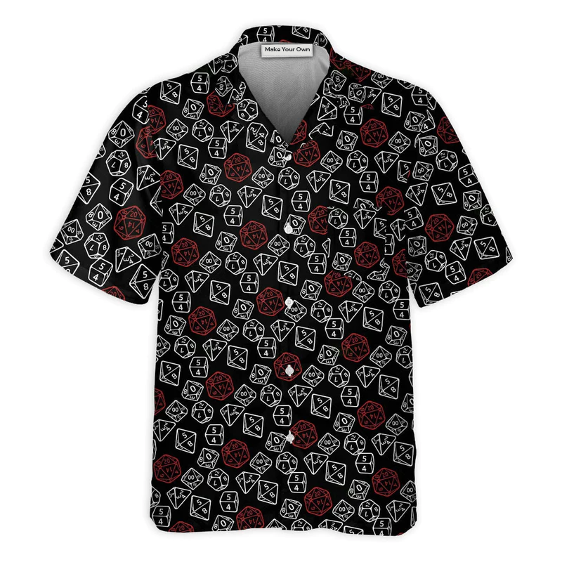 DnD Dice Red And White - Hawaiian Shirt