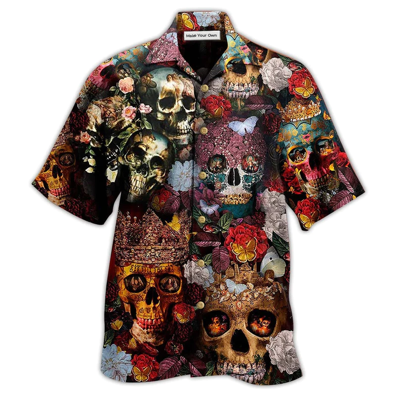 Skull Queen Love Flowers - Hawaiian Shirt