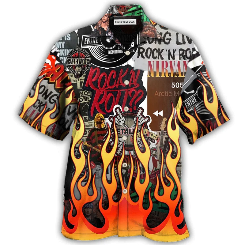 Music Rock Music Red Flame Chill - Hawaiian Shirt