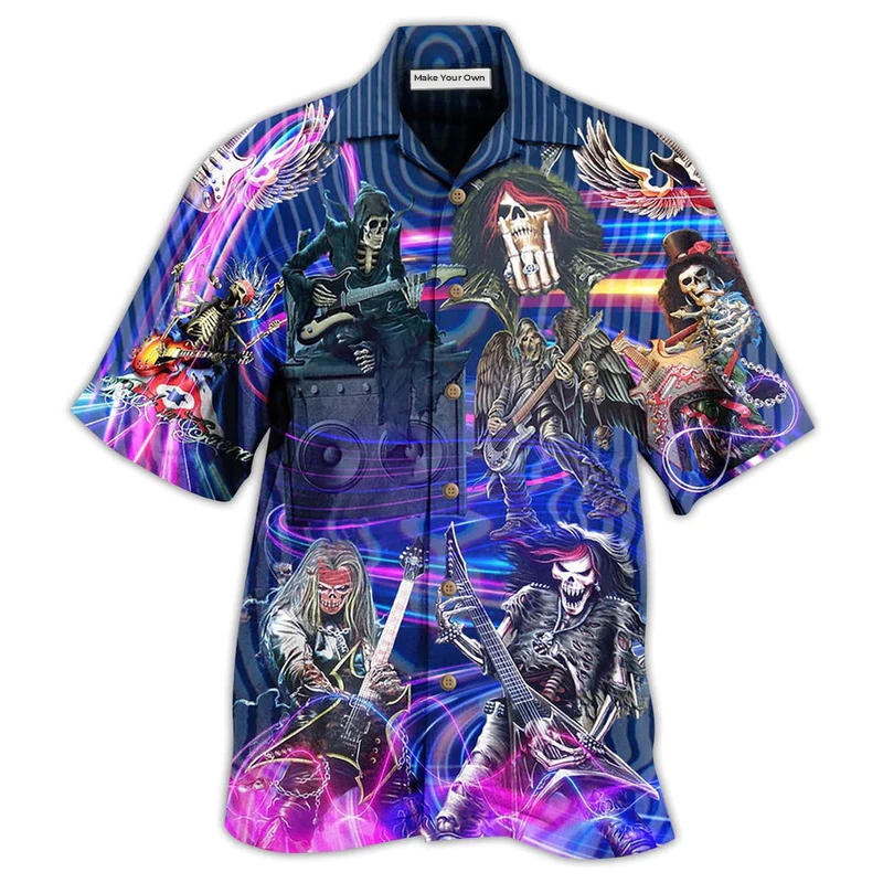 Guitar Skull Music Skull Crazy Purple - Hawaiian Shirt