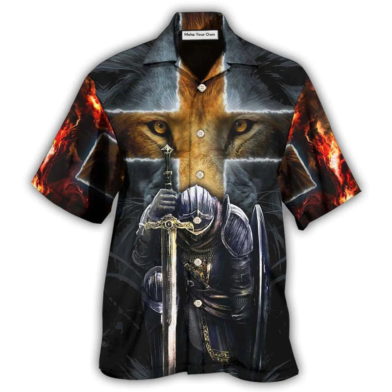 Warrior Of Christ Lion Cross - Hawaiian Shirt