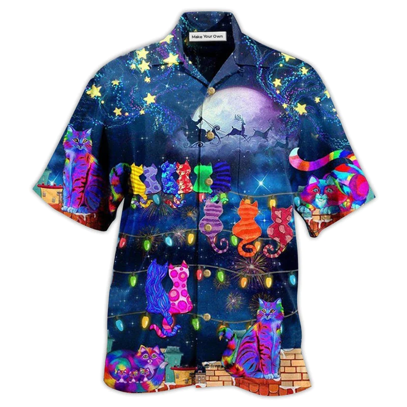 Cat The Jolly Cats On Roof - Hawaiian Shirt