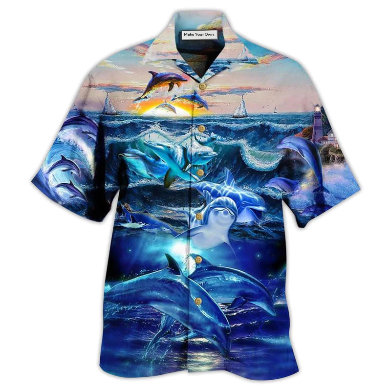 Dolphin Lovely Love Ocean Love Human - Hawaiian Shirt