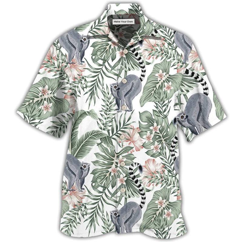 Lemur And Tropical Leaf - Hawaiian Shirt