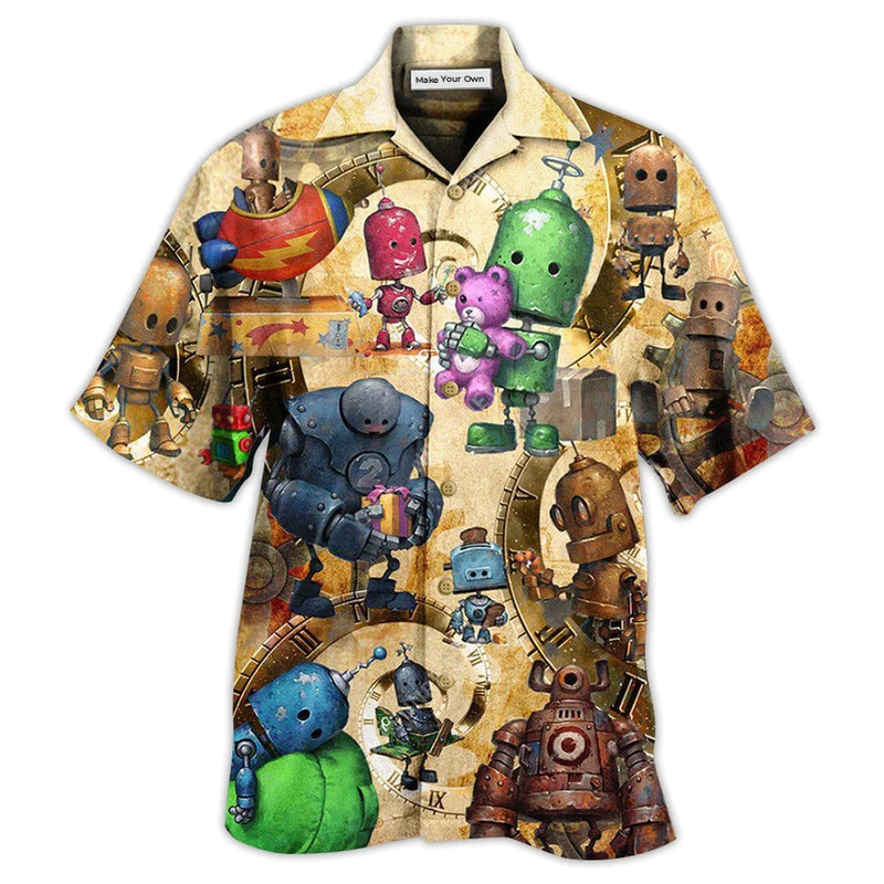 Robot With Solf Hearts - Hawaiian Shirt