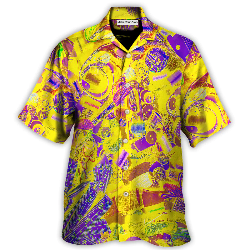 Embroidery Sewing Tailor Spool Vintage Retro Yellow Knitting - Hawaiian Shirt
