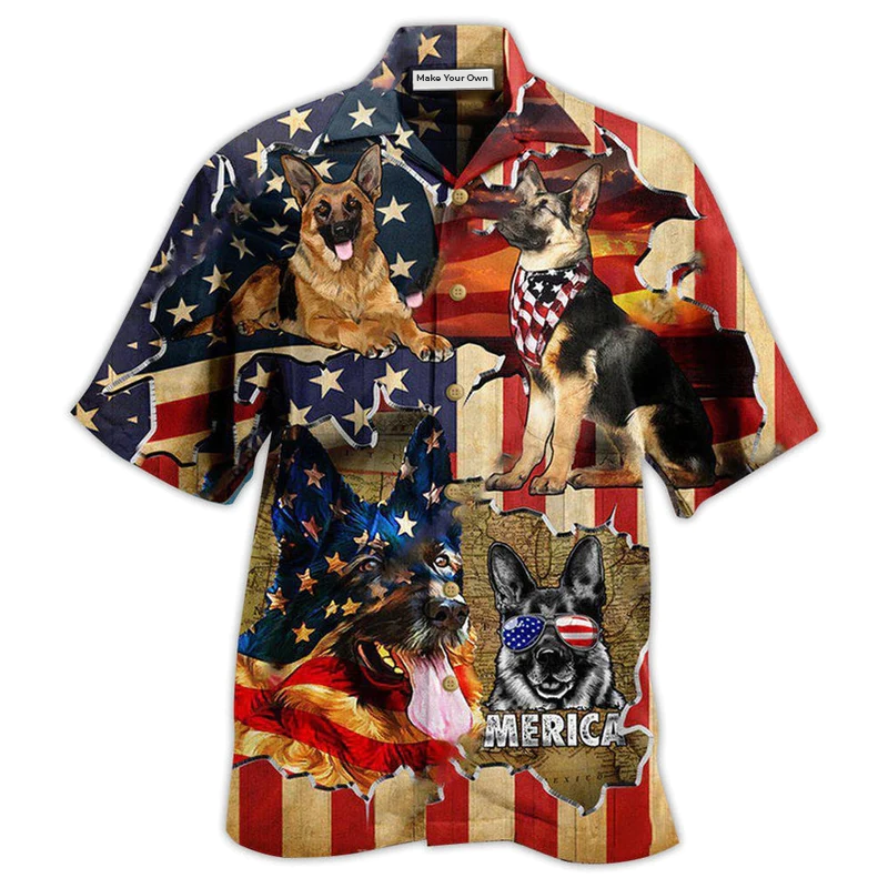 German Shepherd Dog America Protected By German Shepherd - Hawaiian Shirt