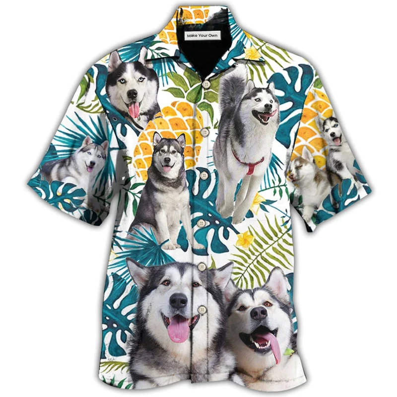 Husky Funny Husky Tropical Leaf - Hawaiian Shirt