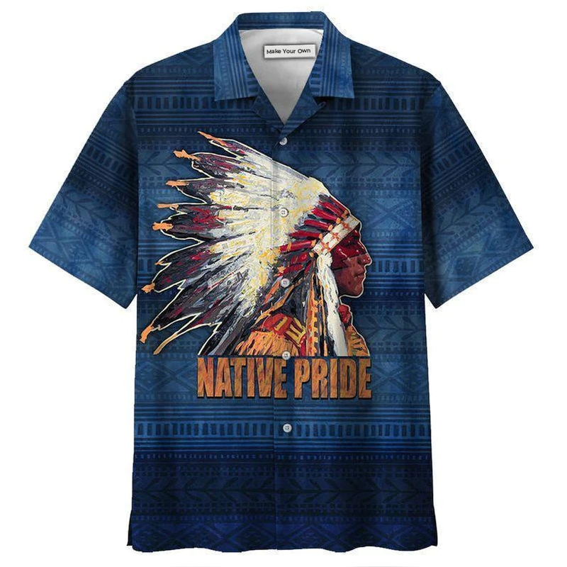 Native Pride Style Love Peace Blue - Hawaiian Shirt