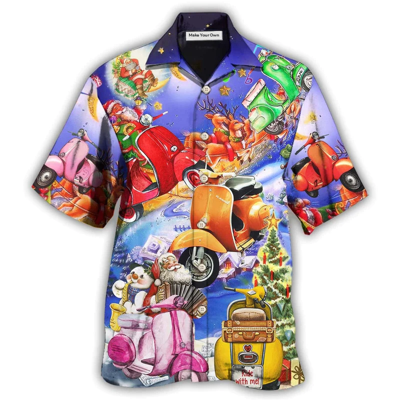 Scooter Chill With Your Scooters By Greece Beach Christmas With Purple - Hawaiian Shirt