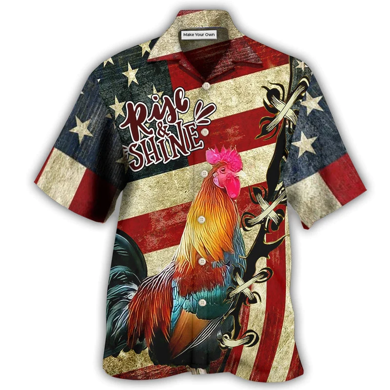 Farm America And Chicken Rise Shine - Hawaiian Shirt
