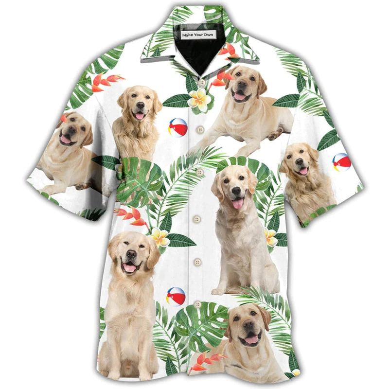 Labrador Retriever Dog Tropical Leaf White Style - Hawaiian Shirt