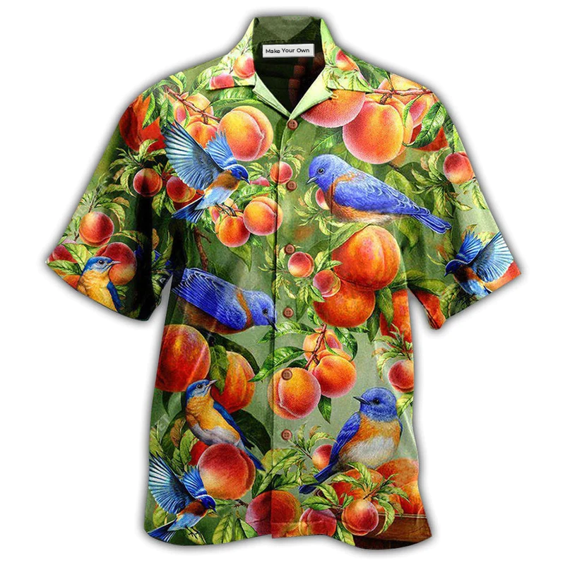 Robin Bird Something Peach Blue - Hawaiian Shirt