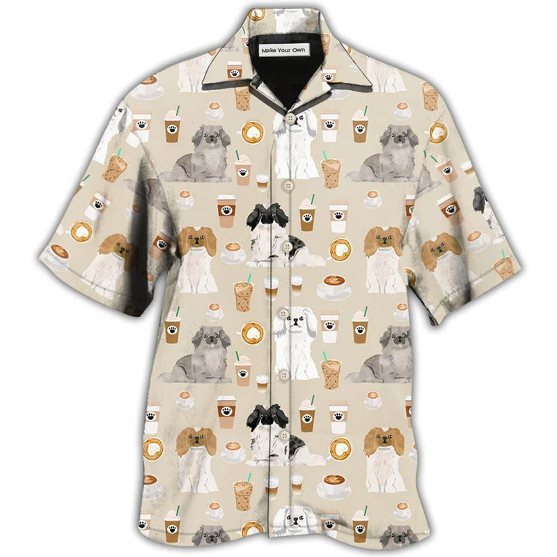 Pekingese Dog And Coffee Basic - Hawaiian Shirt