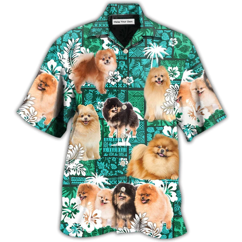 Pomeranian Green Tropical Dog Lover - Hawaiian Shirt