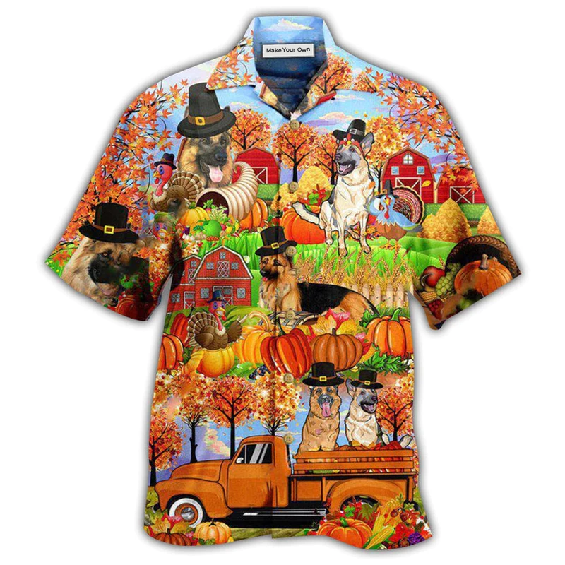 German Shepherd Happy Thanksgiving - Hawaiian Shirt