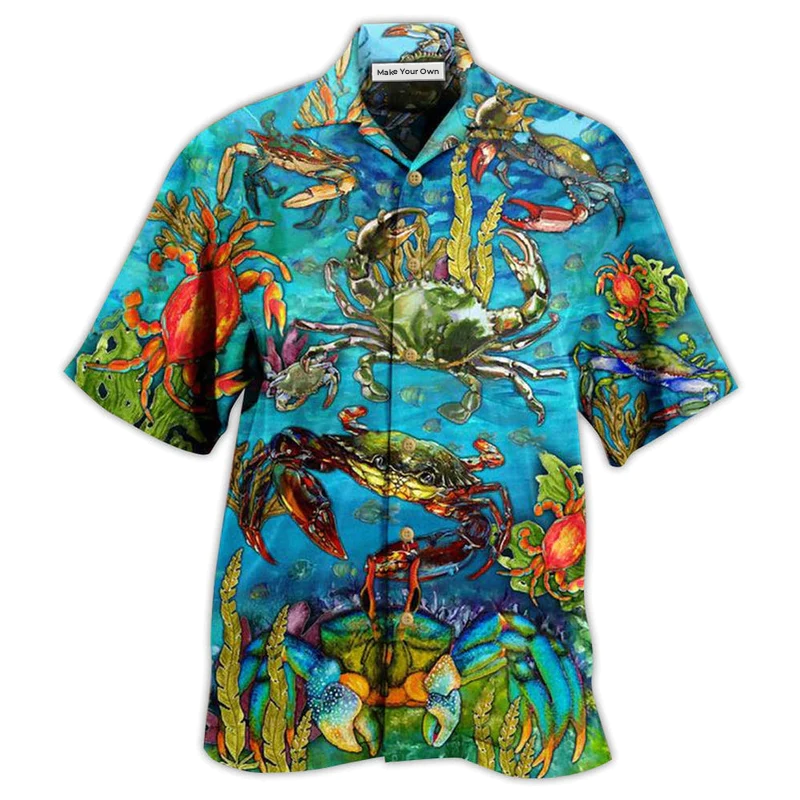Crab Love Ocean Blue Art Style - Hawaiian Shirt
