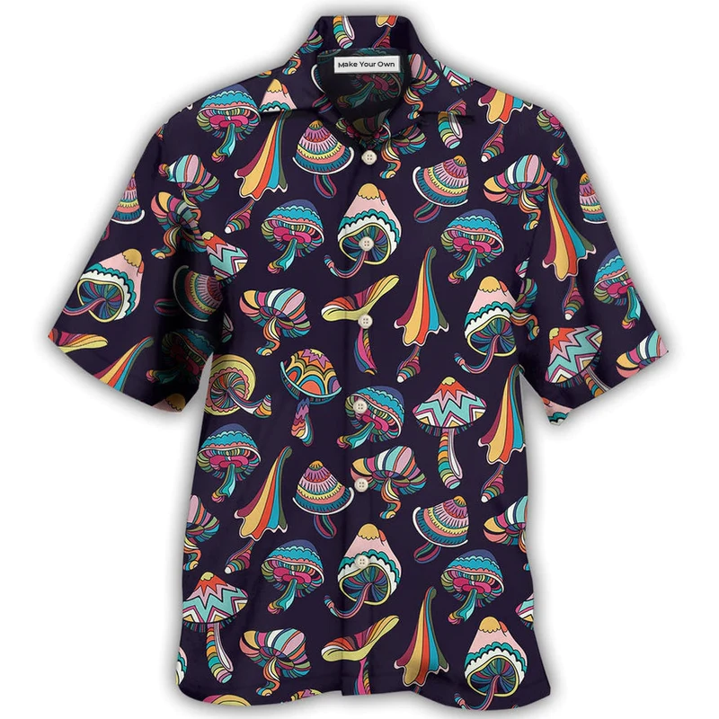 Hippie Mushroom Peace Love Life Style  - Hawaiian Shirt