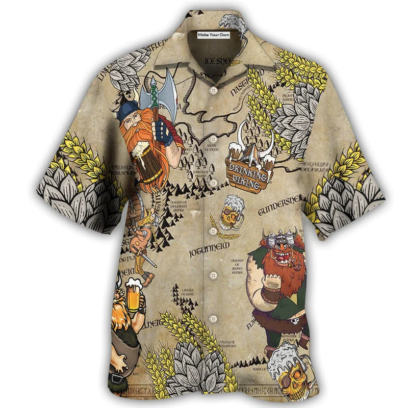 Beer Viking Drinking Beer - Hawaiian Shirt
