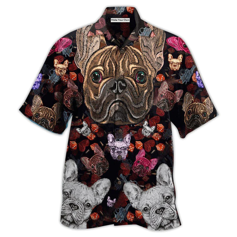 Bulldog Embroidery Cool - Hawaiian Shirt