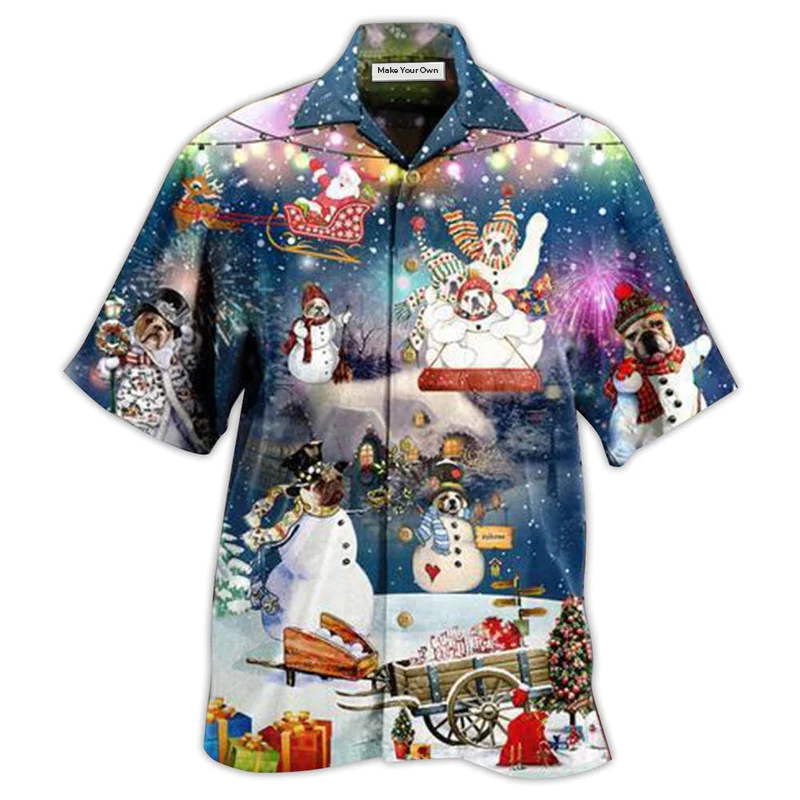 Dogs Snowdog Merry Christmas Night Funny - Hawaiian Shirt