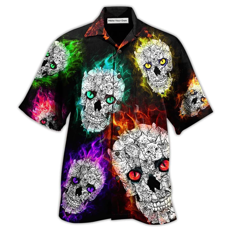 Skull Color Smile Say Hi - Hawaiian Shirt
