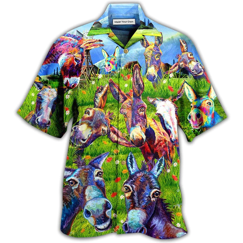 Donkey Be Smart Be Badass In Green Grass - Hawaiian Shirt