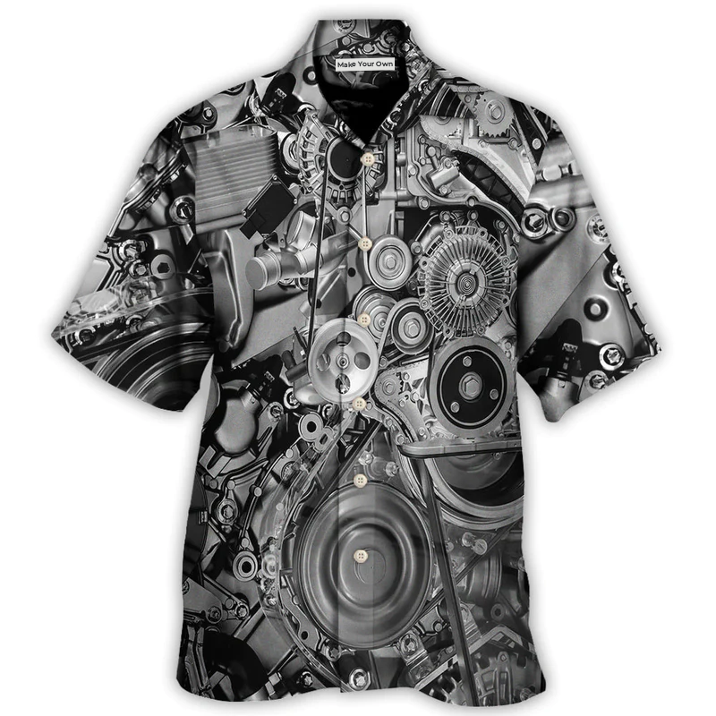 Diesel Engine Pulleys And Belts On Car Engines - Hawaiian Shirt