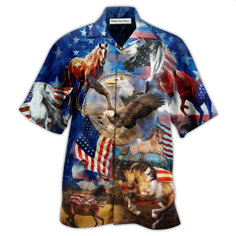 America Horse Patriotic America - Hawaiian Shirt