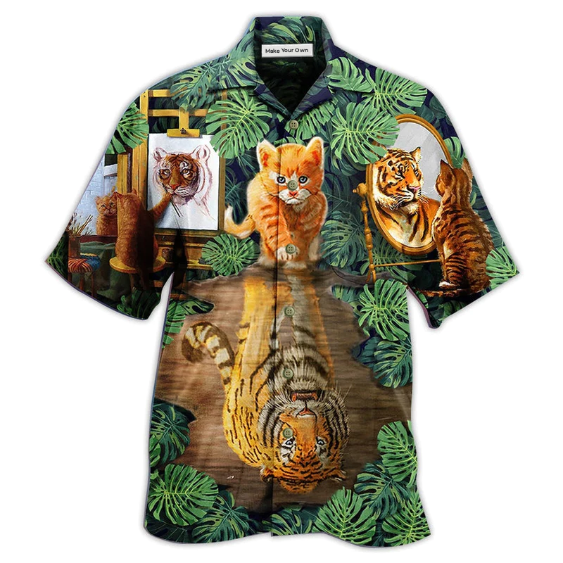 Cat And Tiger Leaf - Hawaiian Shirt