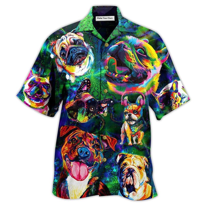 Dogs Peace Love And Colorful - Hawaiian Shirt