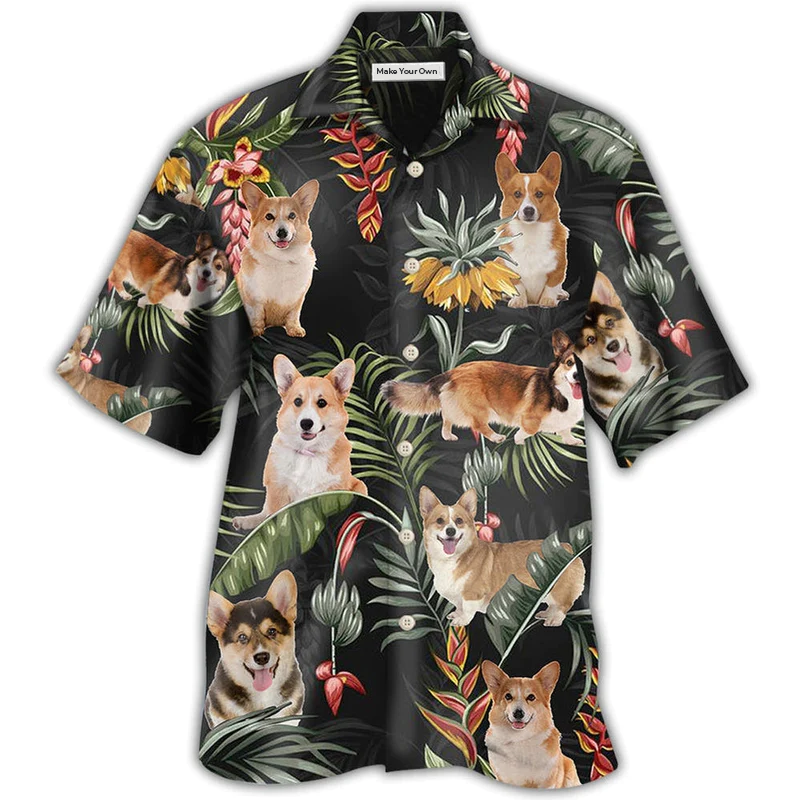 Corgi Tropical Love Dog - Hawaiian Shirt