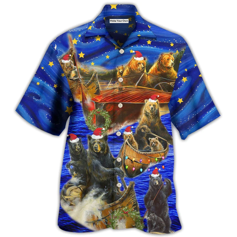 Bear Floats Boats Merry Christmas - Hawaiian Shirt