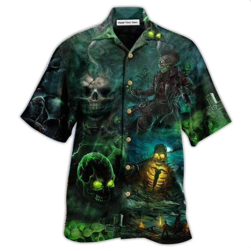 Skull No Flesh No Brain But Still In Pain Dark Style - Hawaiian Shirt