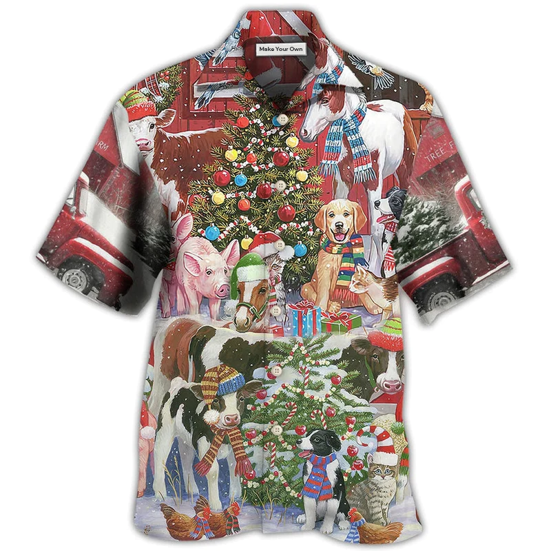 Farm Animals Happy With Xmas Night - Hawaiian Shirt