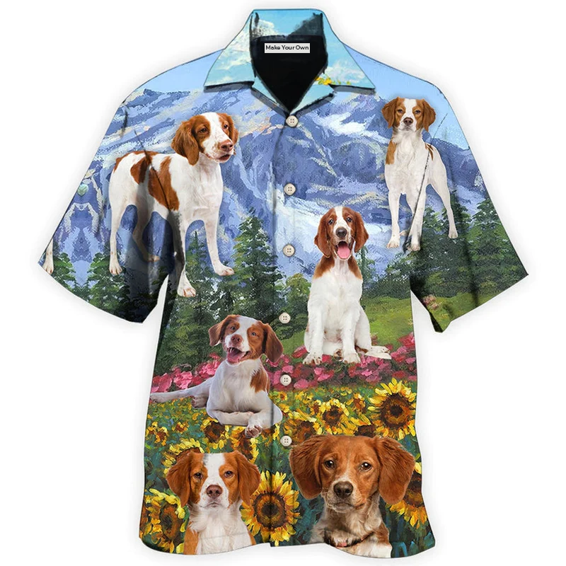 Brittany Spaniel Dog Beautiful Landscape - Hawaiian Shirt