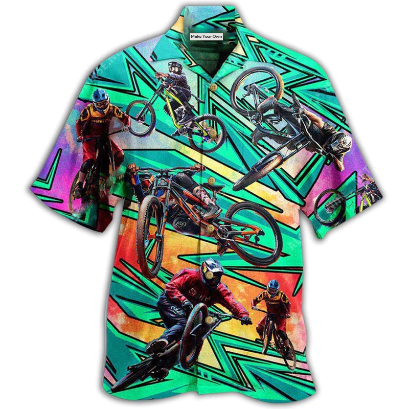 Bike Oh Shift Mountain Biking In Green - Hawaiian Shirt