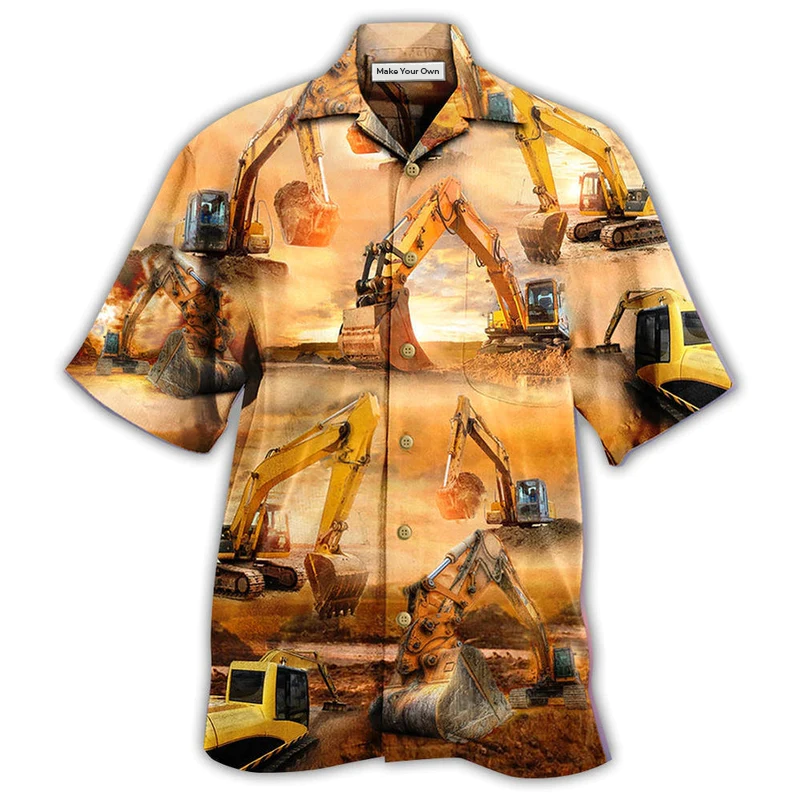 Excavator Working Hard - Hawaiian Shirt
