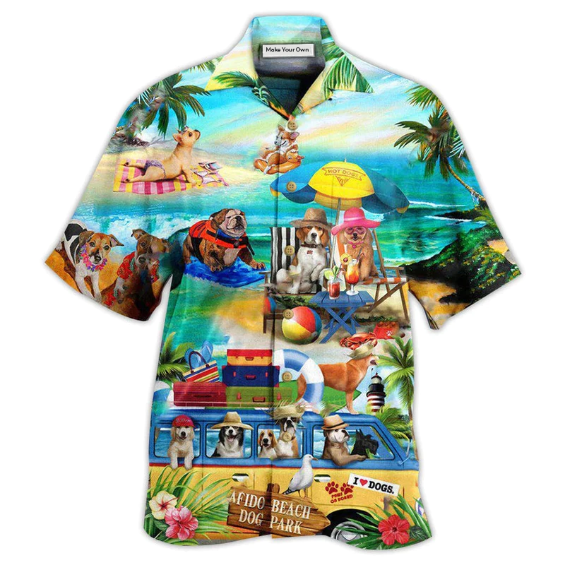 Dogs Paws On Board Love Beach - Hawaiian Shirt