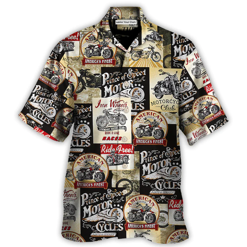 Motorcycle Timeless Treasures Motorcycles - Hawaiian Shirt - Hawaiian Print
