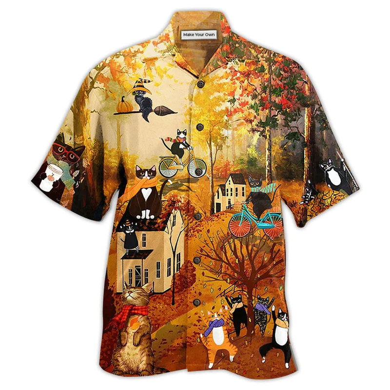 Cat Happy Fall Y'All Cat - Hawaiian Shirt