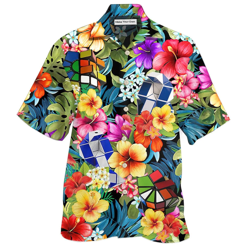 Rubik Snake Tropical Style With Flower - Hawaiian Shirt