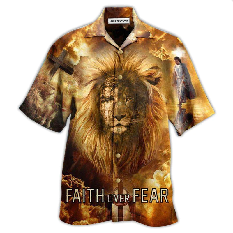 Jesus Lion Faith Over Fear Psalms - Hawaiian Shirt