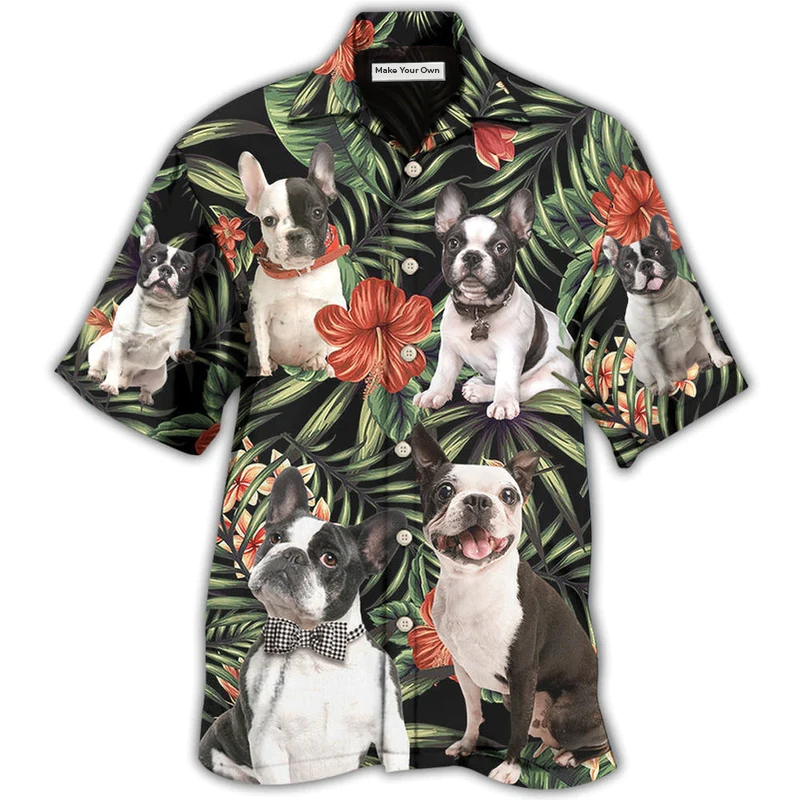 French Bulldog Tropical Floral Style - Hawaiian Shirt